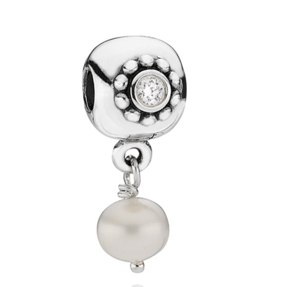 Pandora Pearl Of Wisdom CZ Retired Charm Clip Dangle 925 ALE